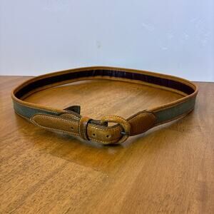 Trafalgar Vtg Cowhide Leather Green Brown Belt Size 38 Men’s Pebbled 777165